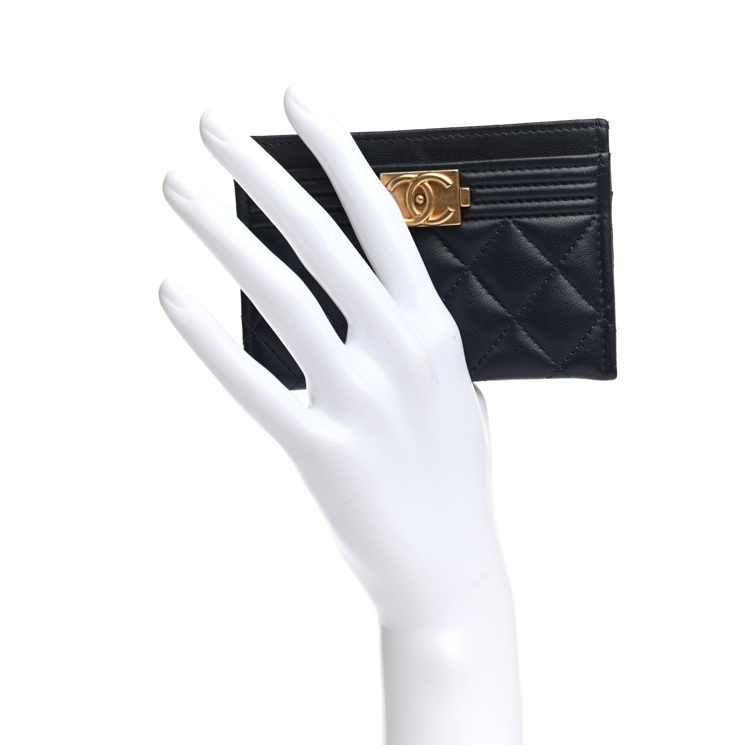 Chanel Lambskin Quilted Boy Card Holder Navy 2 of 8