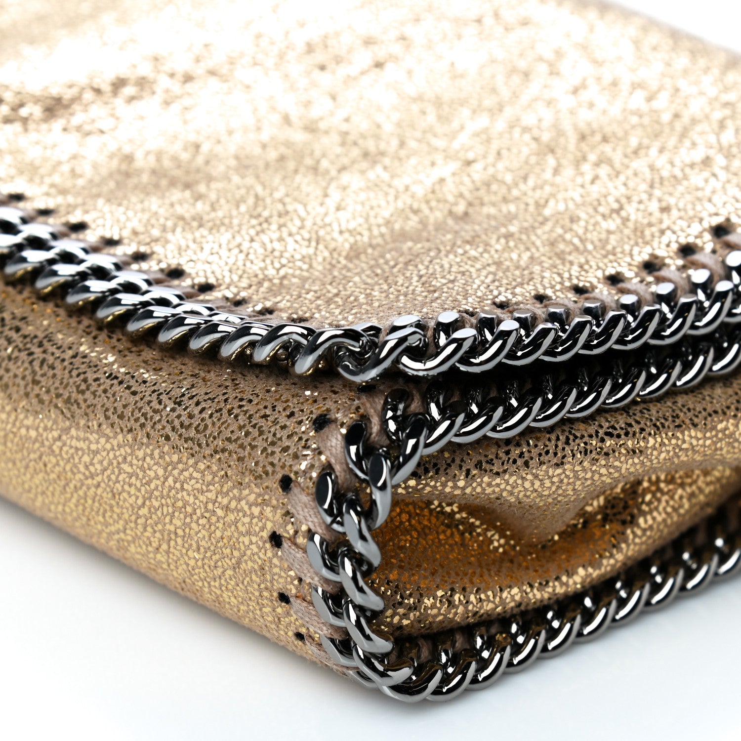 Stella McCartney Metallic Crackle Shaggy Deer Falabella Crossbody Bag Gold 10 of 10