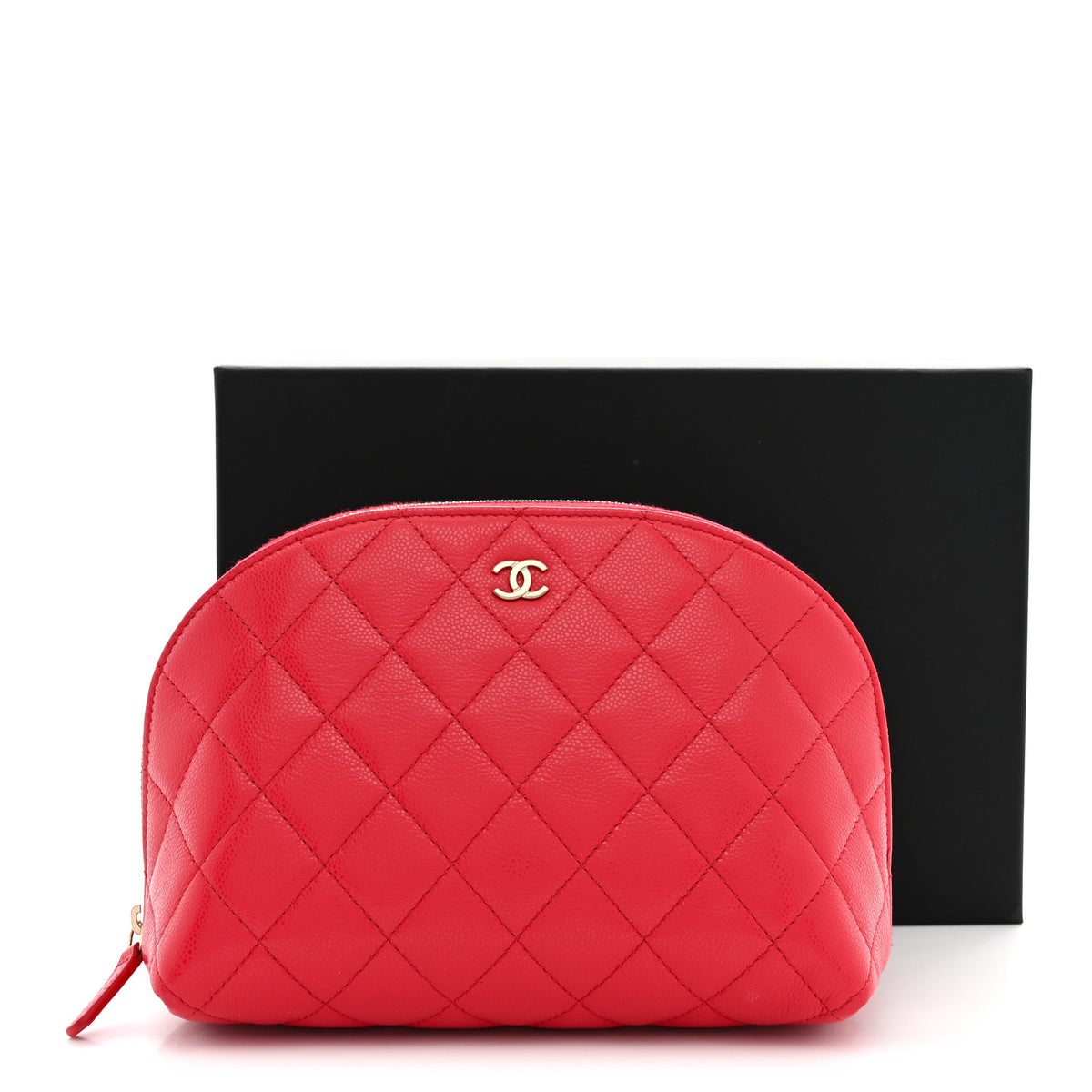 Chanel Caviar Quilted Medium Cosmetic Case Dark Pink 8 of 8