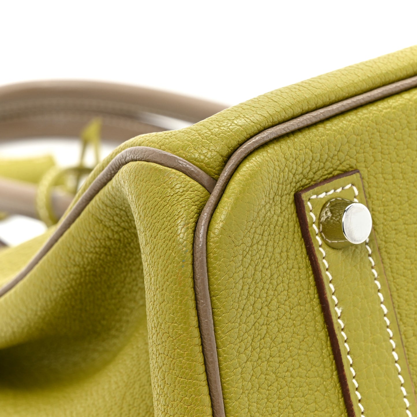 Chevre de Coromandel Horseshoe Birkin 35 Vert Anis Etoupe