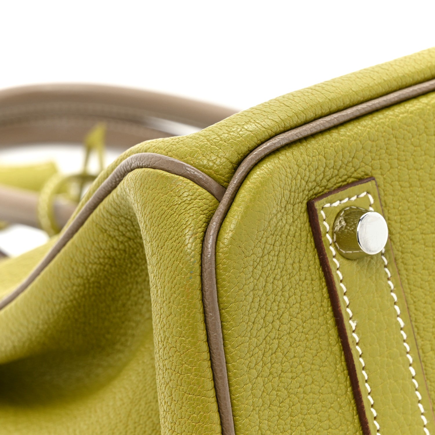Hermes Chevre de Coromandel Horseshoe Birkin 35 Vert Anis Etoupe 10 of 13