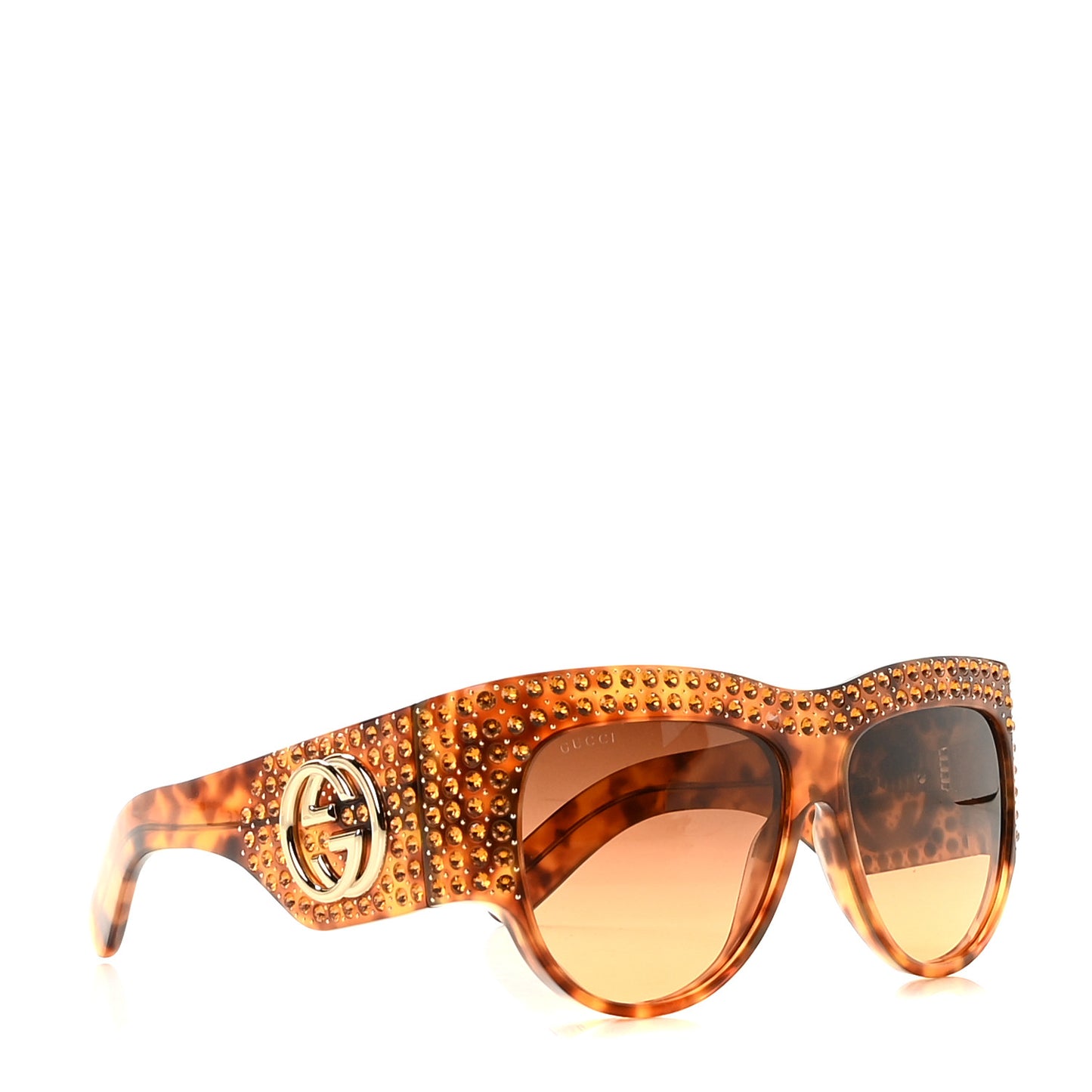Acetate Crystal Oversize Hollywood Forever Sunglasses GG0144S Havana