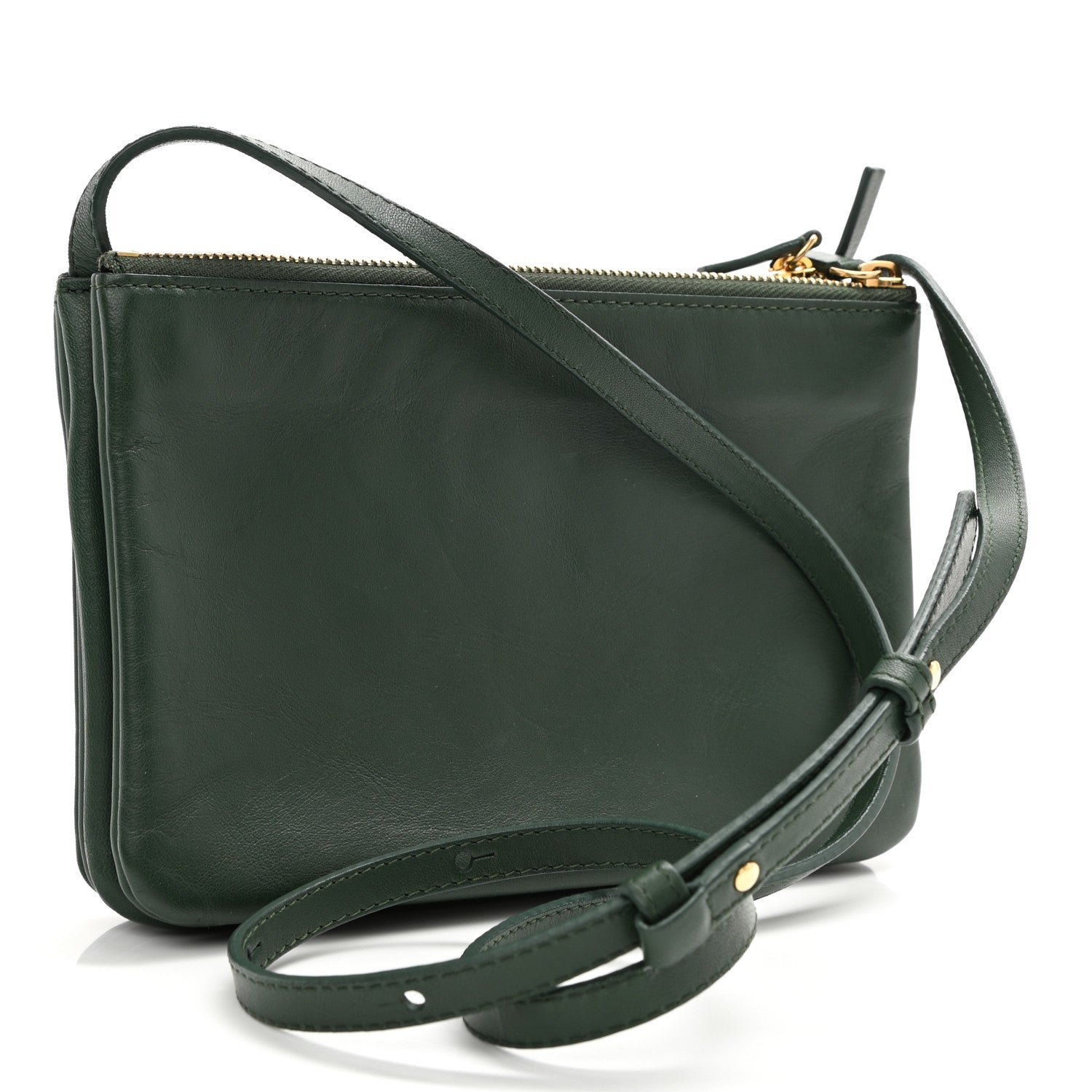 Celine Lambskin Small Trio Crossbody Bag Dark Green 2 of 8