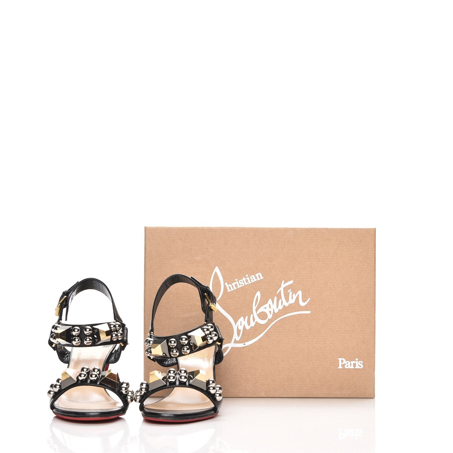 Christian Louboutin Shiny Nappa Pyrabubble 70 Sandals 37.5 Black 9 of 9