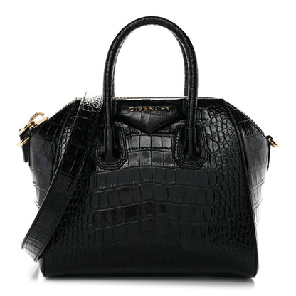 Givenchy Calfskin Crocodile Embossed Mini Antigona Black 1 of 10
