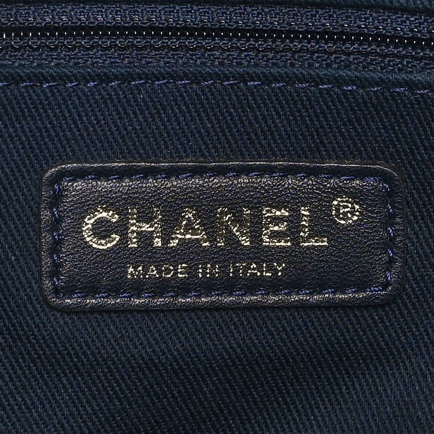 Wrinkled Lambskin Chevron Quilted Surpique Tote Navy Blue