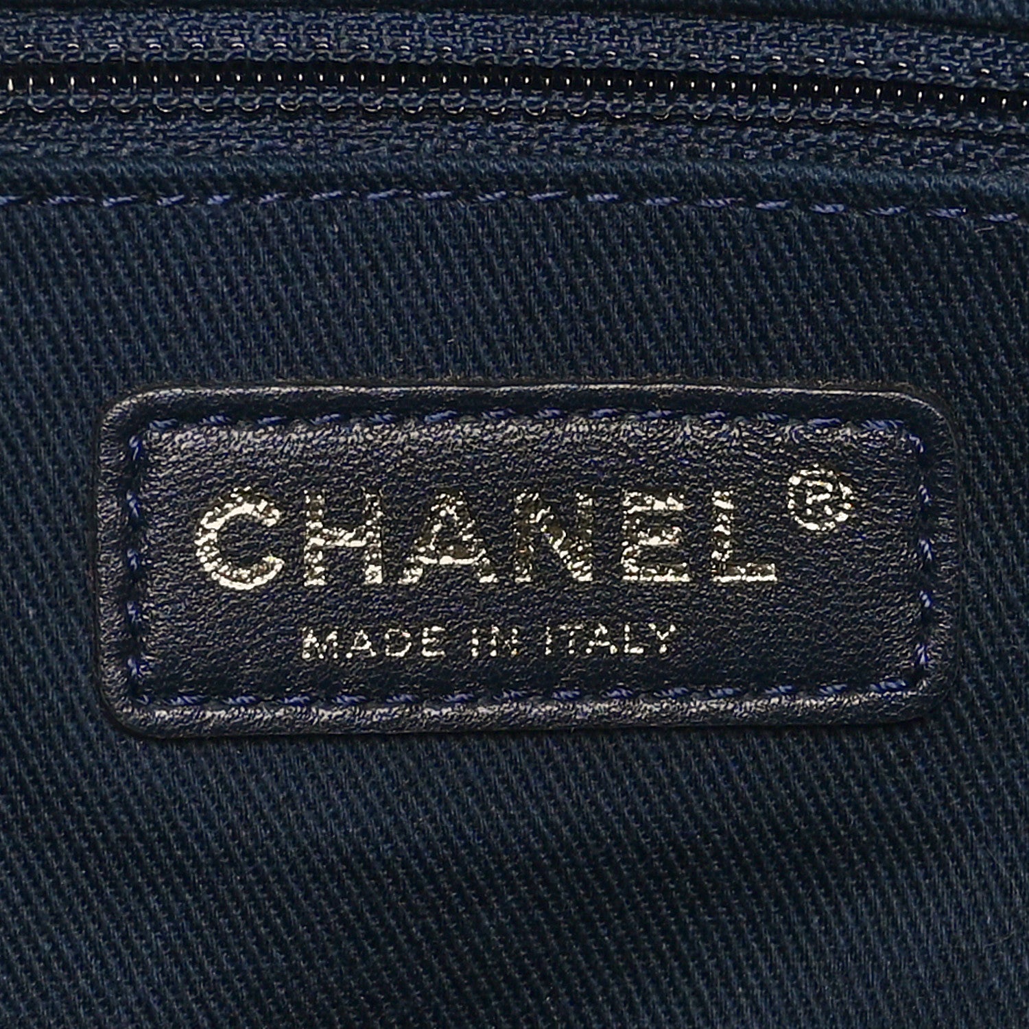 Chanel Wrinkled Lambskin Chevron Quilted Surpique Tote Navy Blue 7 of 10