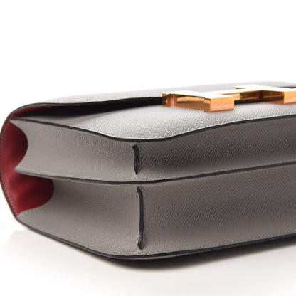 Hermes Epsom Horseshoe Constance 24 Gris Mouette Rouge Grenade 6 of 11