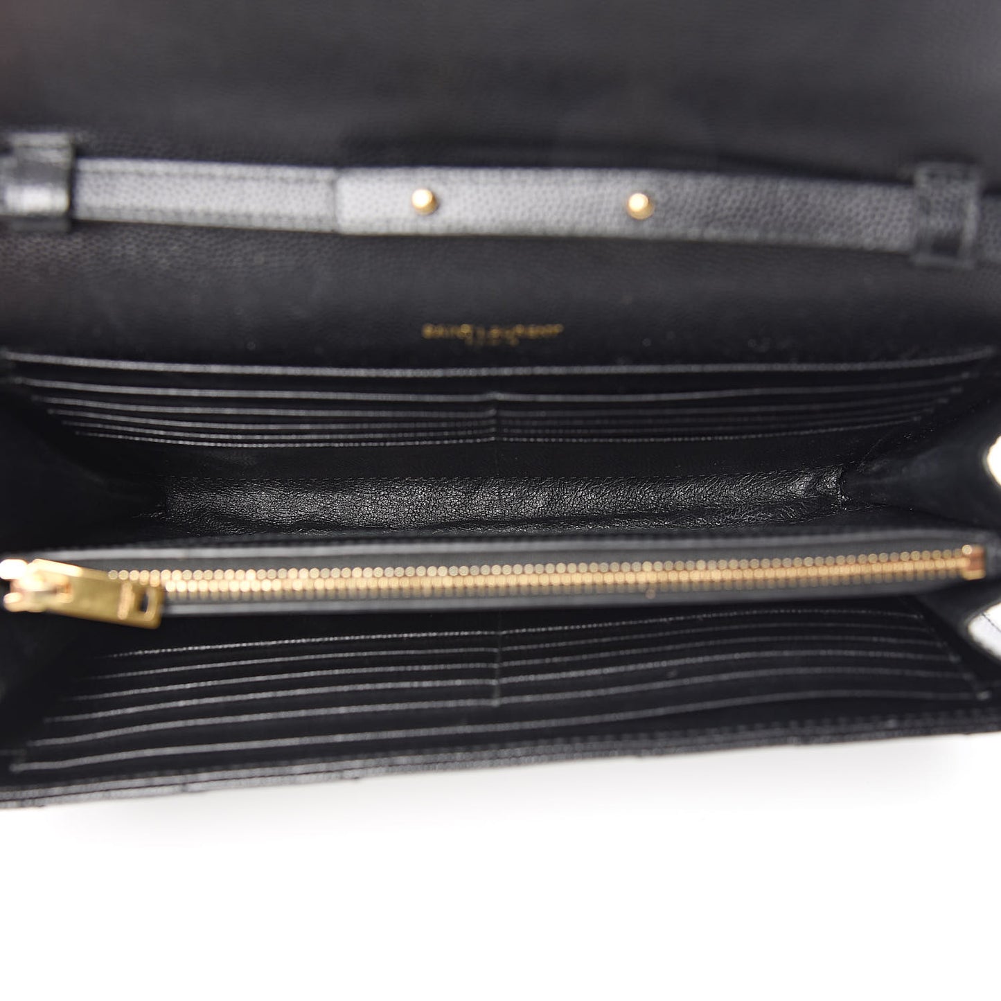 Grain De Poudre Matelasse Chevron Monogram Chain Wallet Black