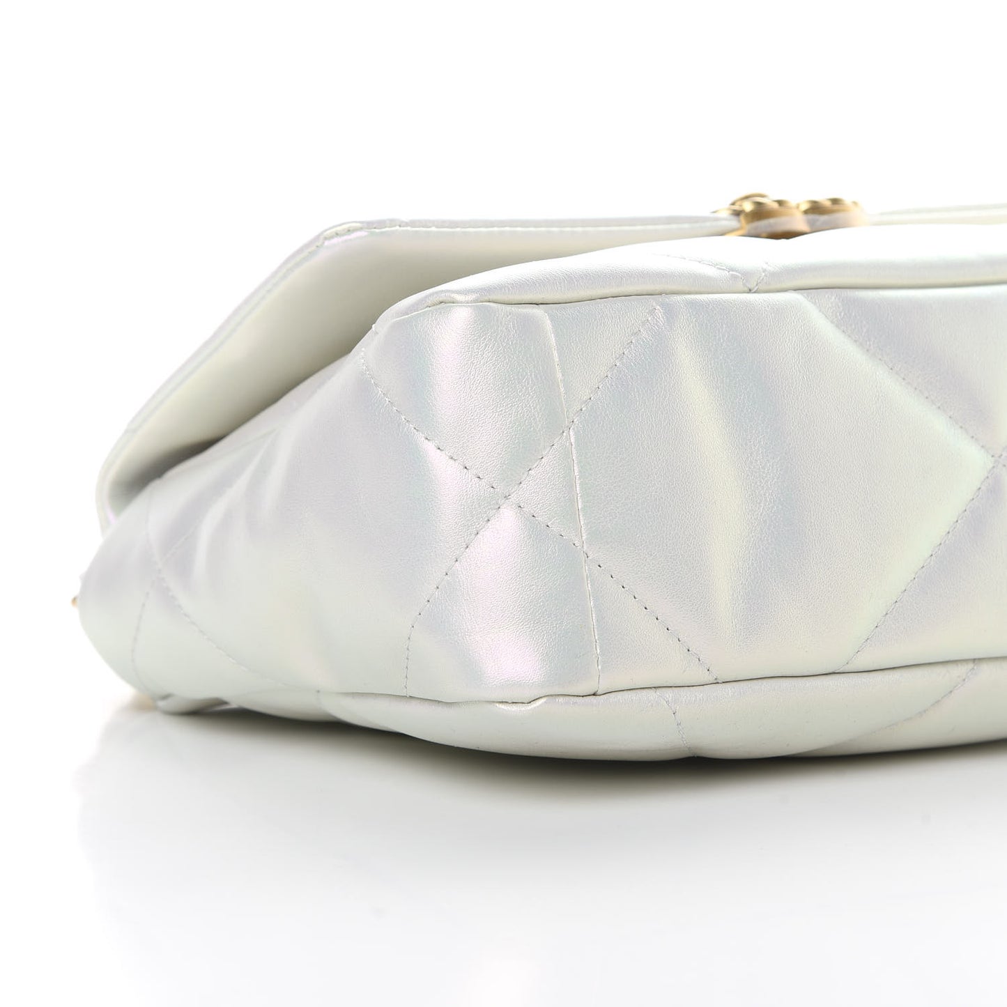 Iridescent Calfskin Quilted Medium Chanel 19 Flap White