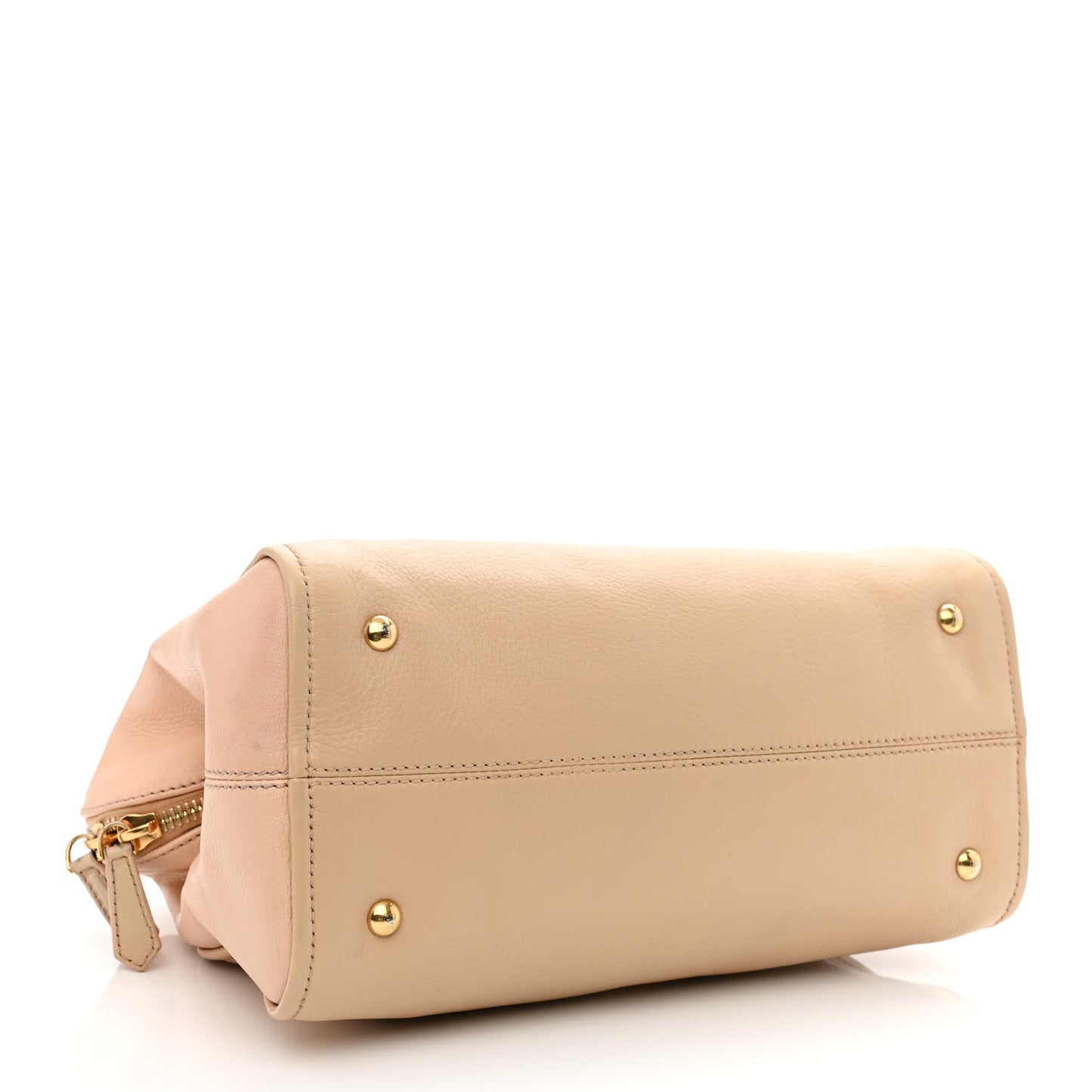 Capra Vitello Dolce Marmol Colorblock Small Chameleon Tote Cipria Makeup Camel