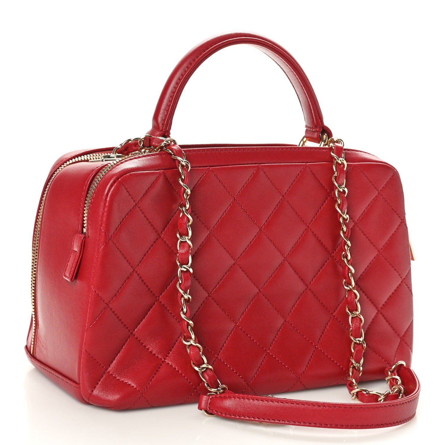 Chanel Lambskin Quilted Medium Trendy CC Bowling Bag Red 3 of 10