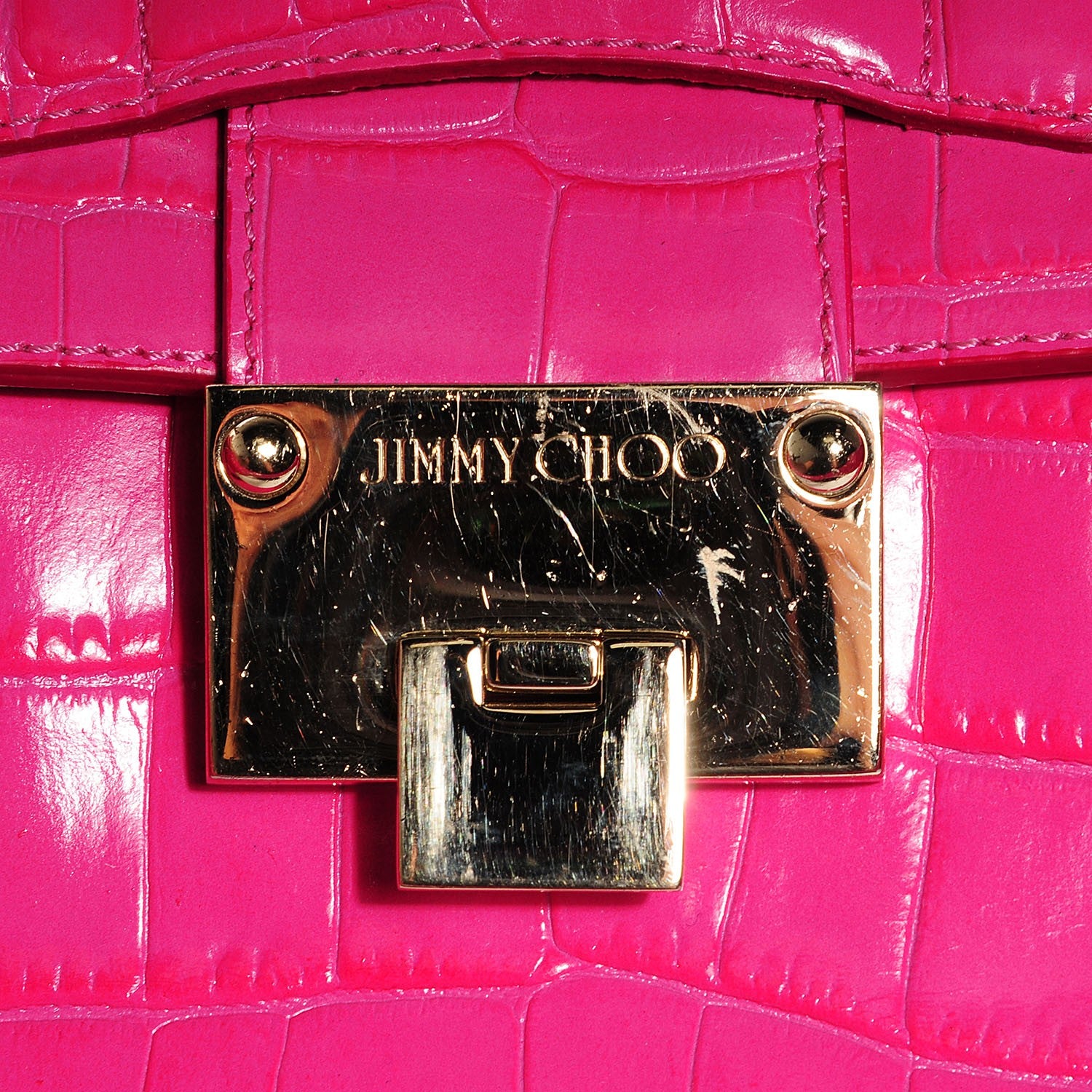 Jimmy Choo Moc Croc Large Rosalie Satchel Fuchsia 12 of 16