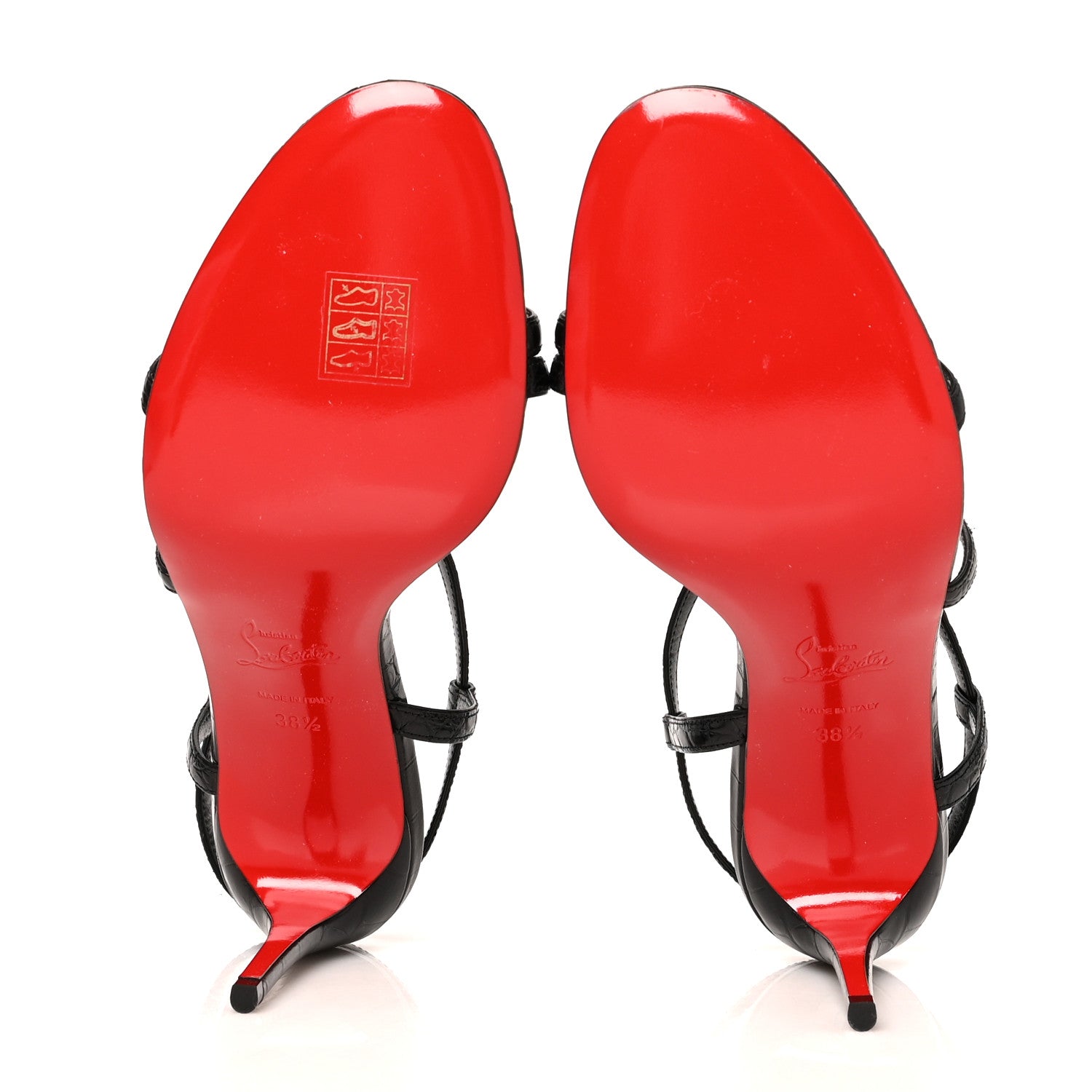 Christian Louboutin Calfskin Alligator Embossed Selima 85 Sandals 38.5 Black 5 of 7
