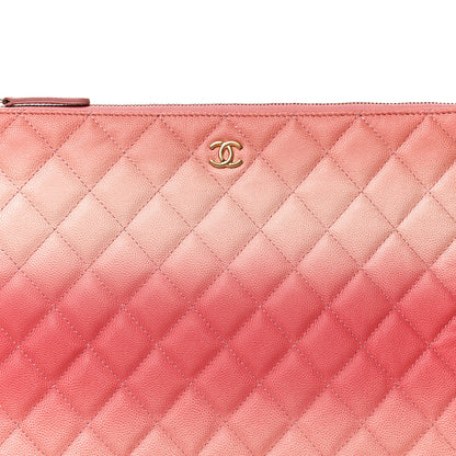 Chanel Caviar Quilted Ombre Medium Cosmetic Case Coral 8 of 12