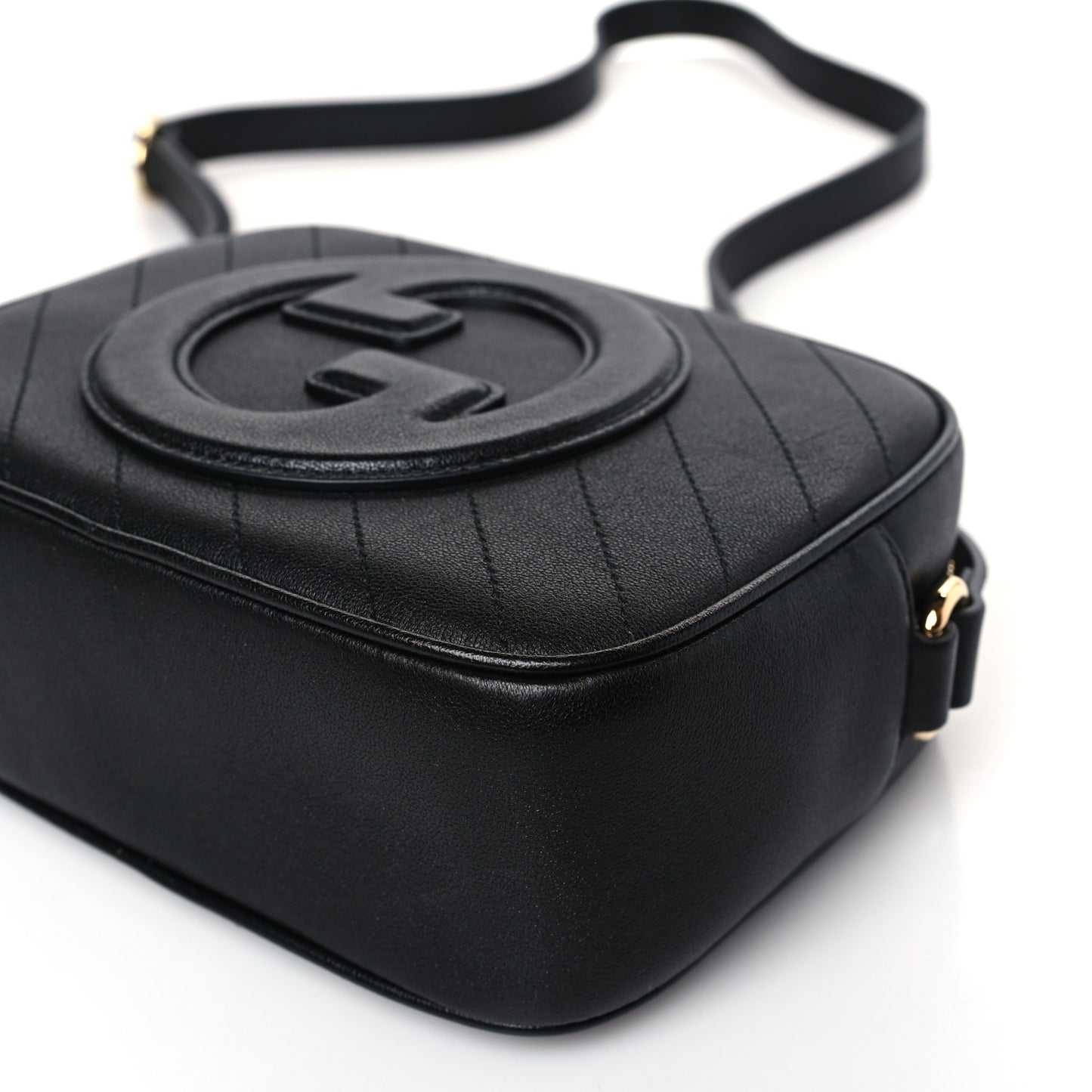 Sakai Be Green Calfskin Diagonal Stitched Small Blondie Shoulder Bag Black