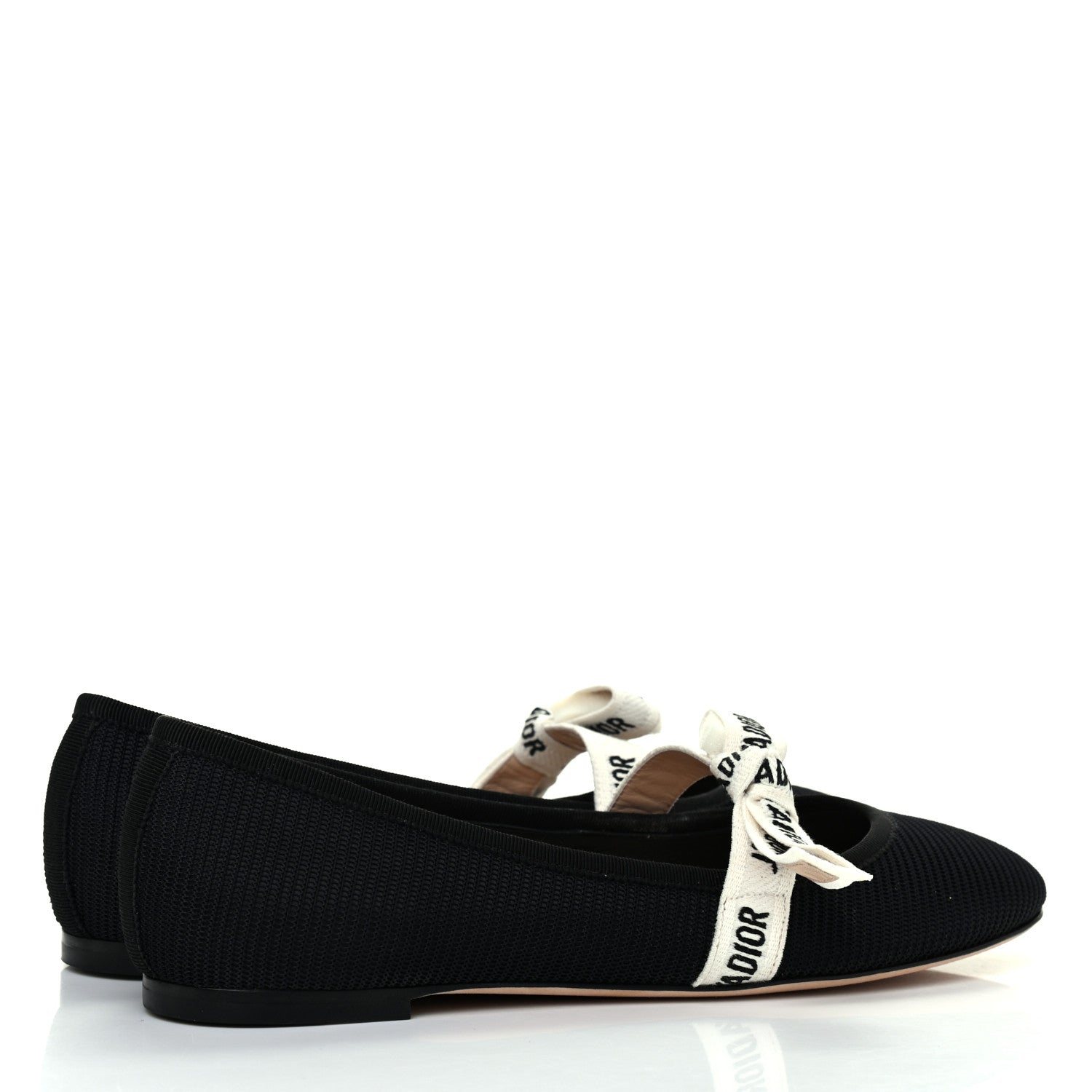 Christian Dior Fabric Ribbon Embroidered J'Adior Ballet Flats 38.5 Black 4 of 11