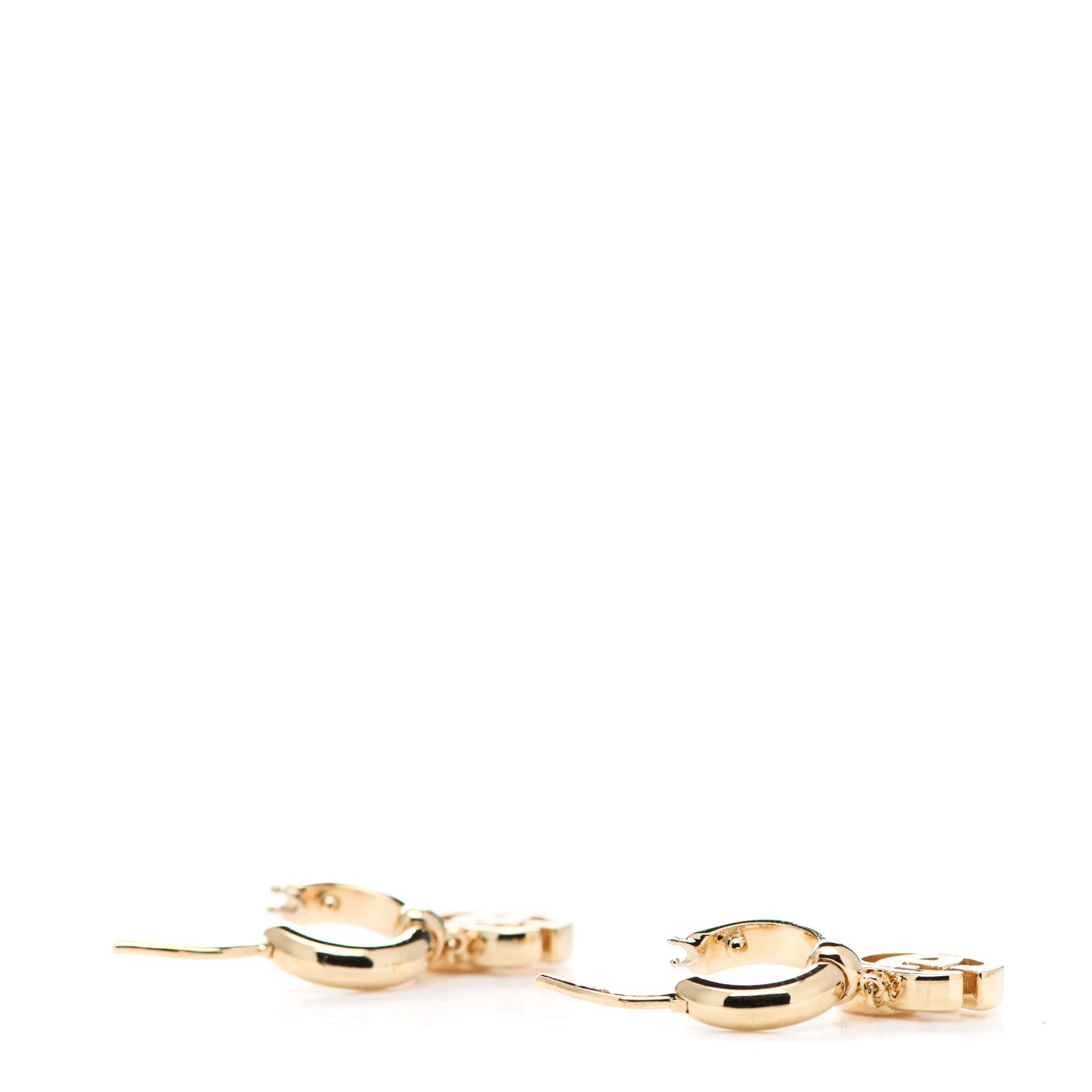 18K Yellow Gold Running G Drop Hoop Earrings