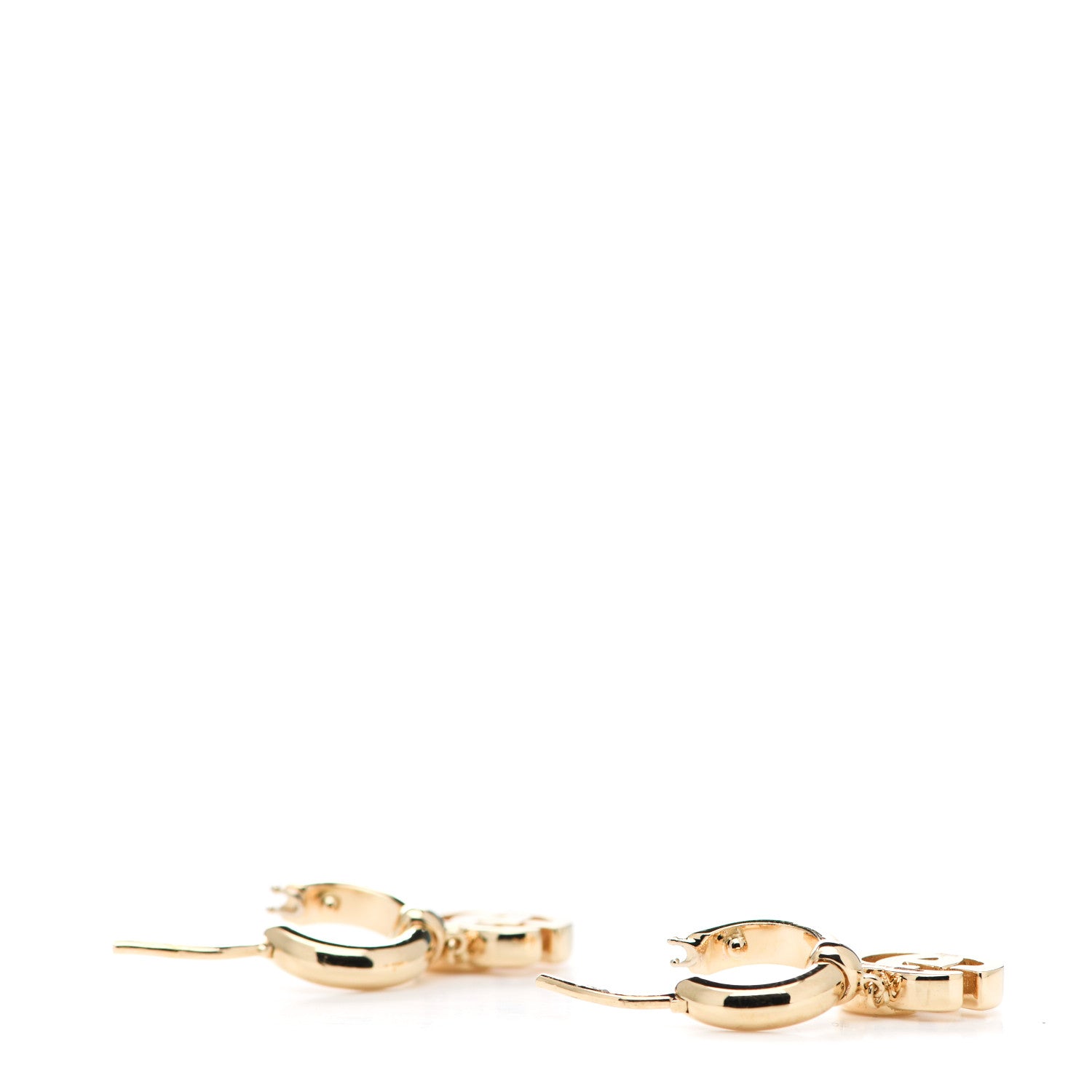 Gucci 18K Yellow Gold Running G Drop Hoop Earrings 3 of 5