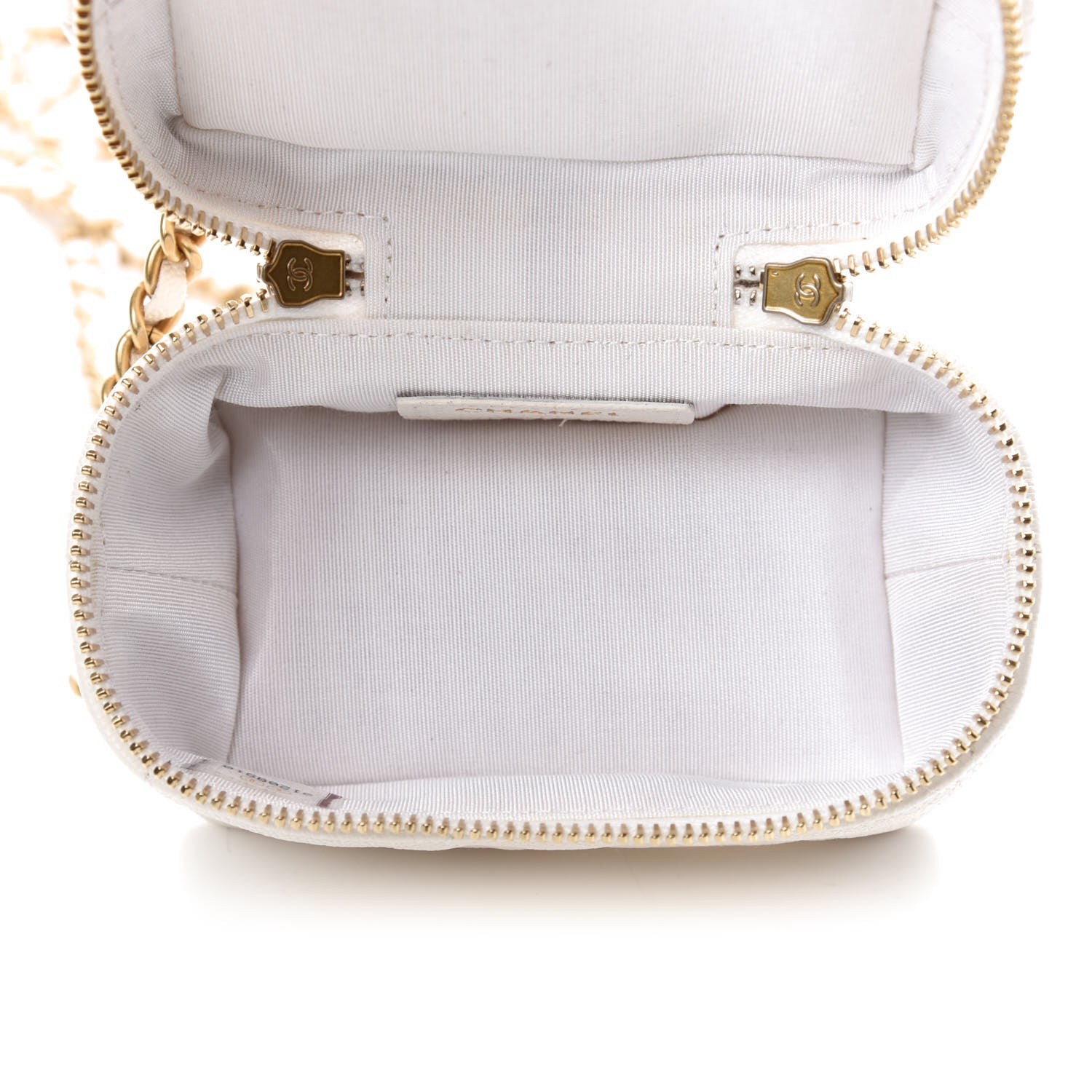 Chanel Caviar Quilted Mini Top Handle Vanity With Chain White 5 of 10