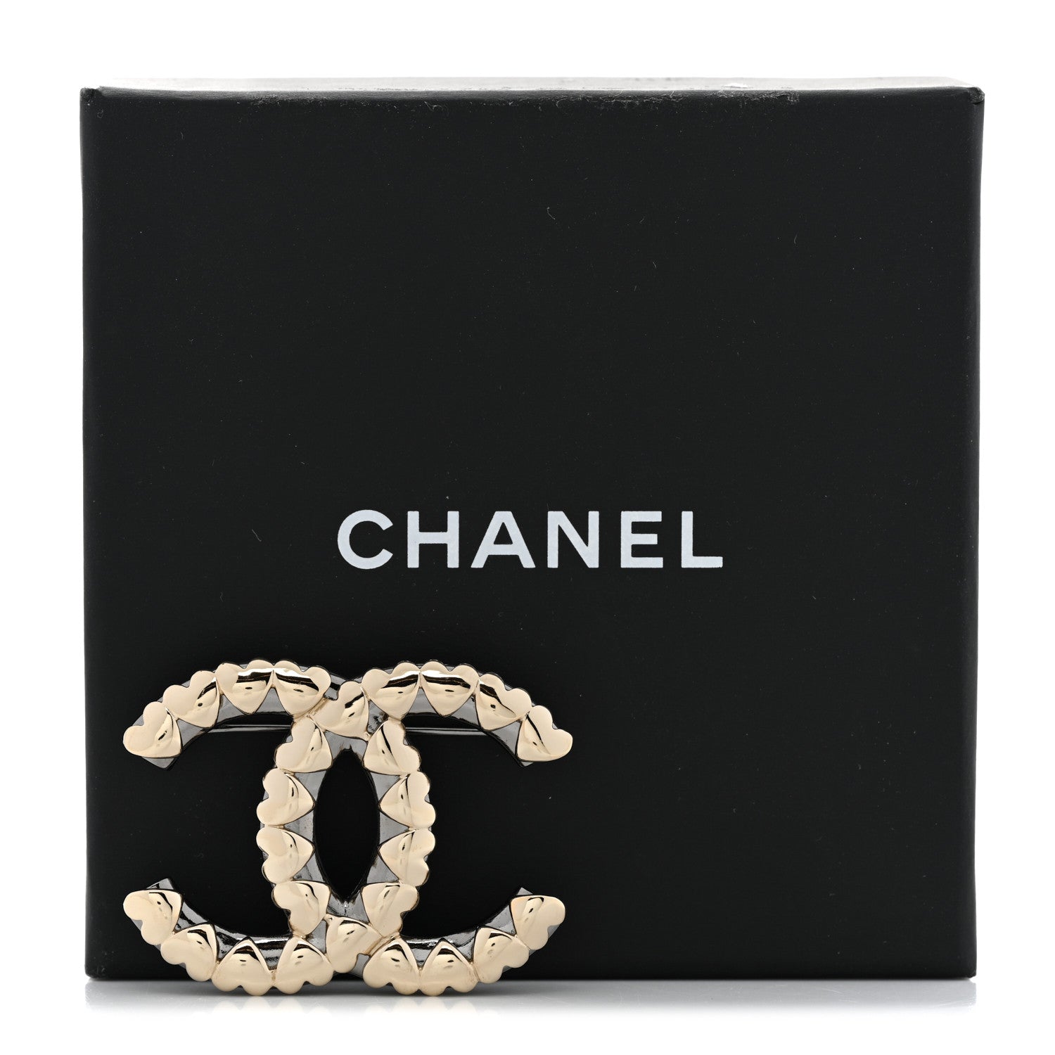 Chanel Metal Ruthenium CC Heart Brooch Gold 5 of 5