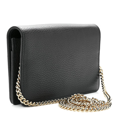 Gucci Calfskin Mini GG Marmont Chain Wallet Black 3 of 11