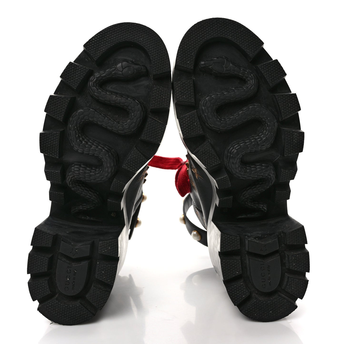 Calfskin Embroidered Lace Up Combat Ankle Boots 40 Black