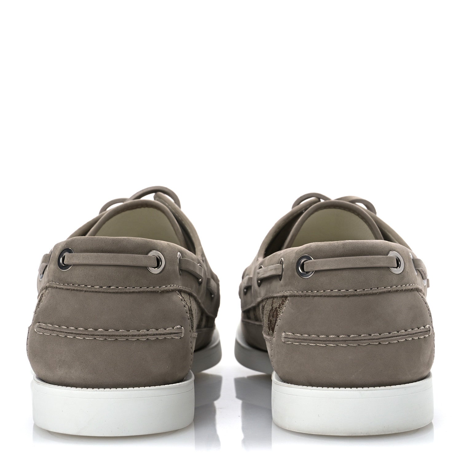 Gucci GG Supreme Monogram Canvas Nubuck Mens Lace Up Boat Shoes 9.5 Oatmeal Beige Ebony 6 of 13