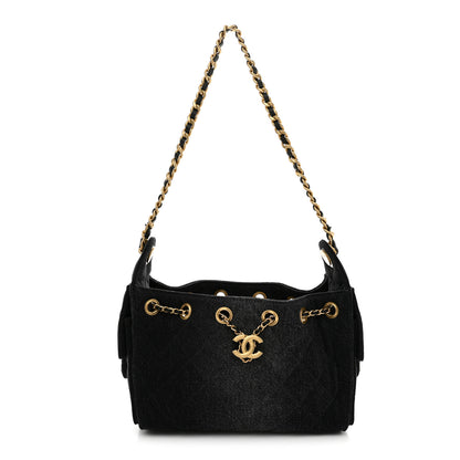 Chanel Washed Denim Quilted Mini Chanel 25 Handbag Black 1 of 11