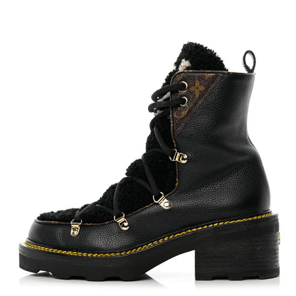 Louis Vuitton Grained Calfskin Shearling LV Beaubourg Ankle Boots 39 Black 2 of 16