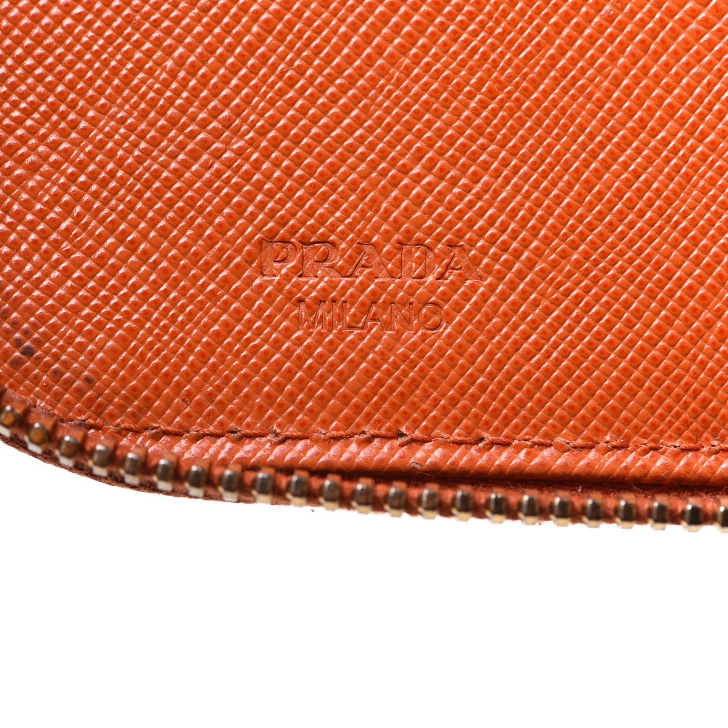 Prada Saffiano Zip Around Key Holder Orange Red 6 of 6