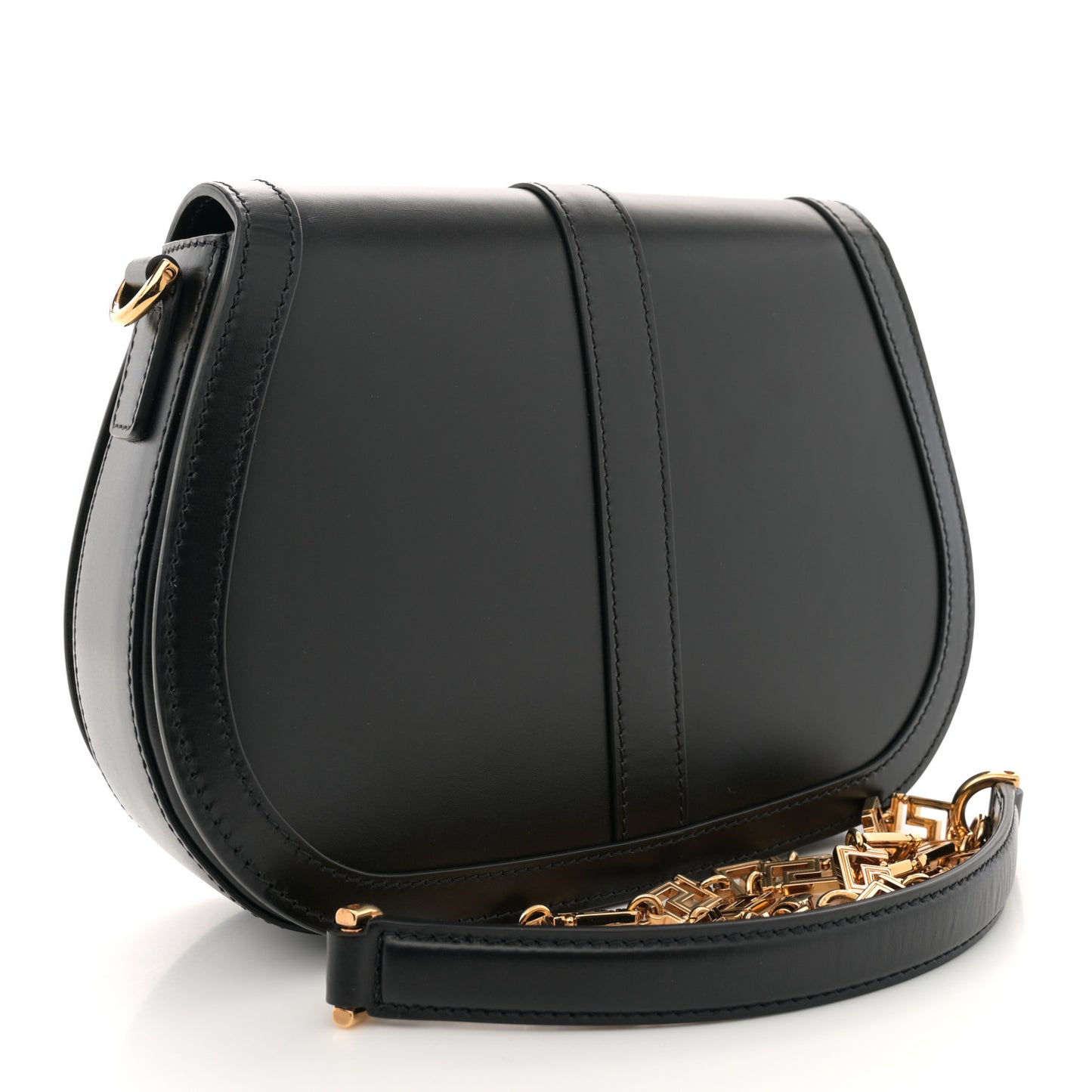 Calfskin Large Greca Goddess Shoulder Bag Black