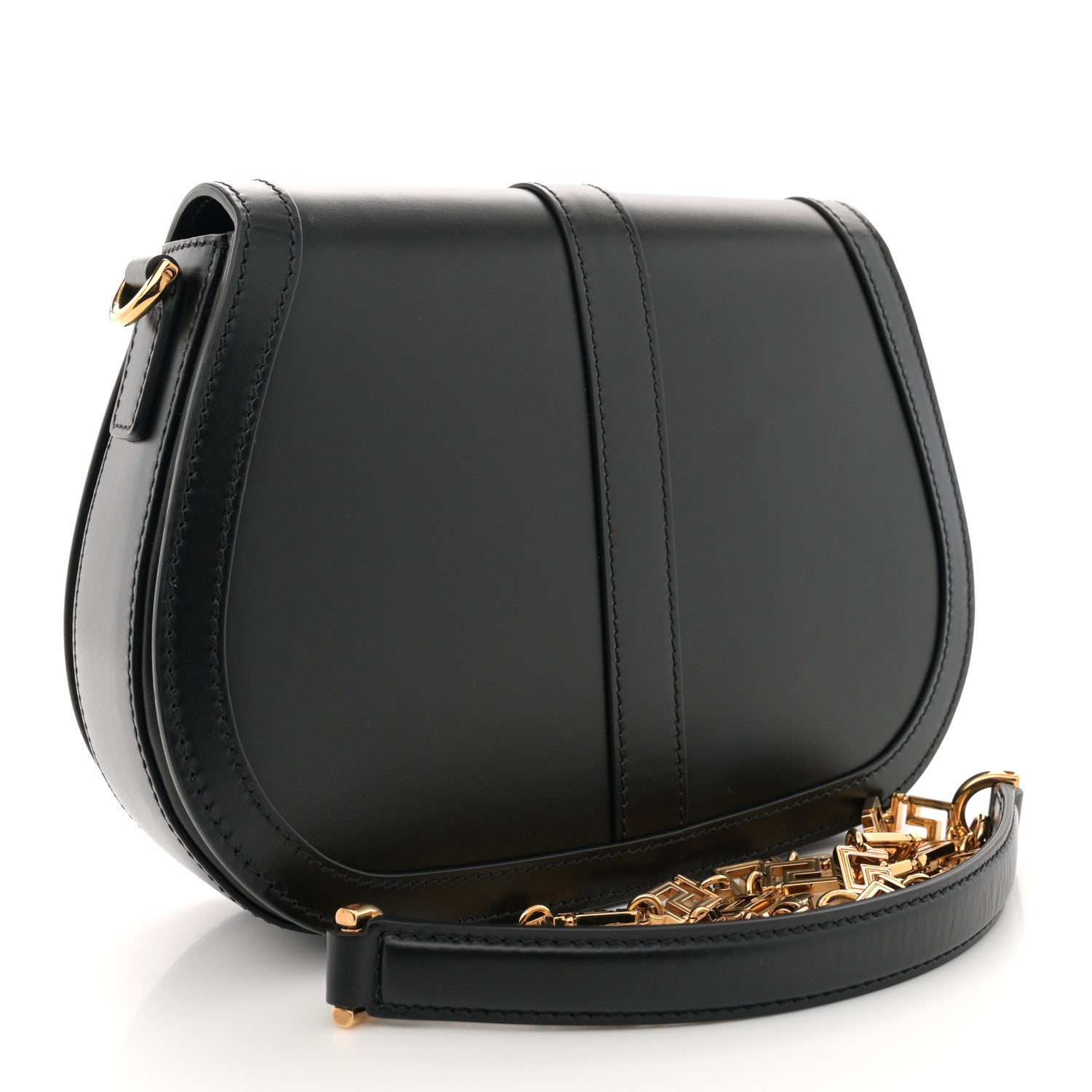 Versace Calfskin Large Greca Goddess Shoulder Bag Black 2 of 12