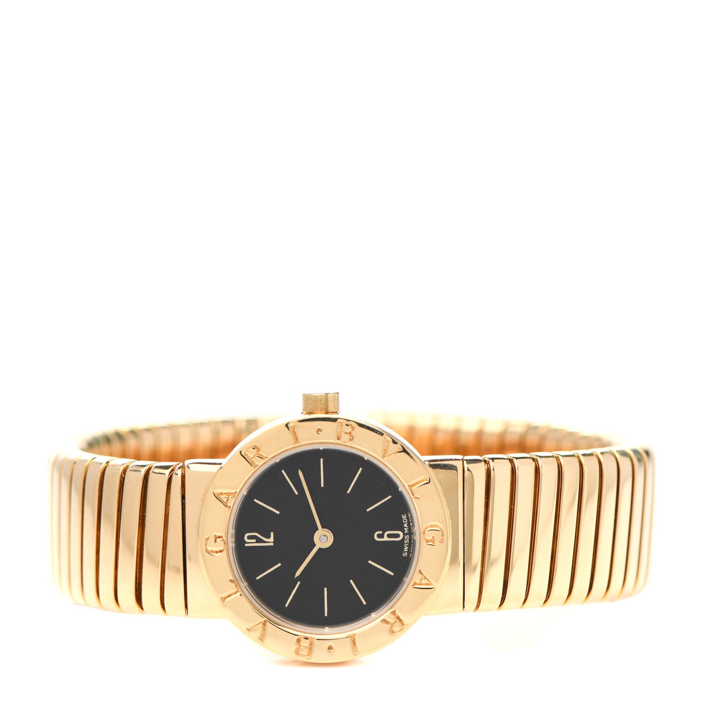 18K Yellow Gold 23mm Tubogas Quartz Watch Black