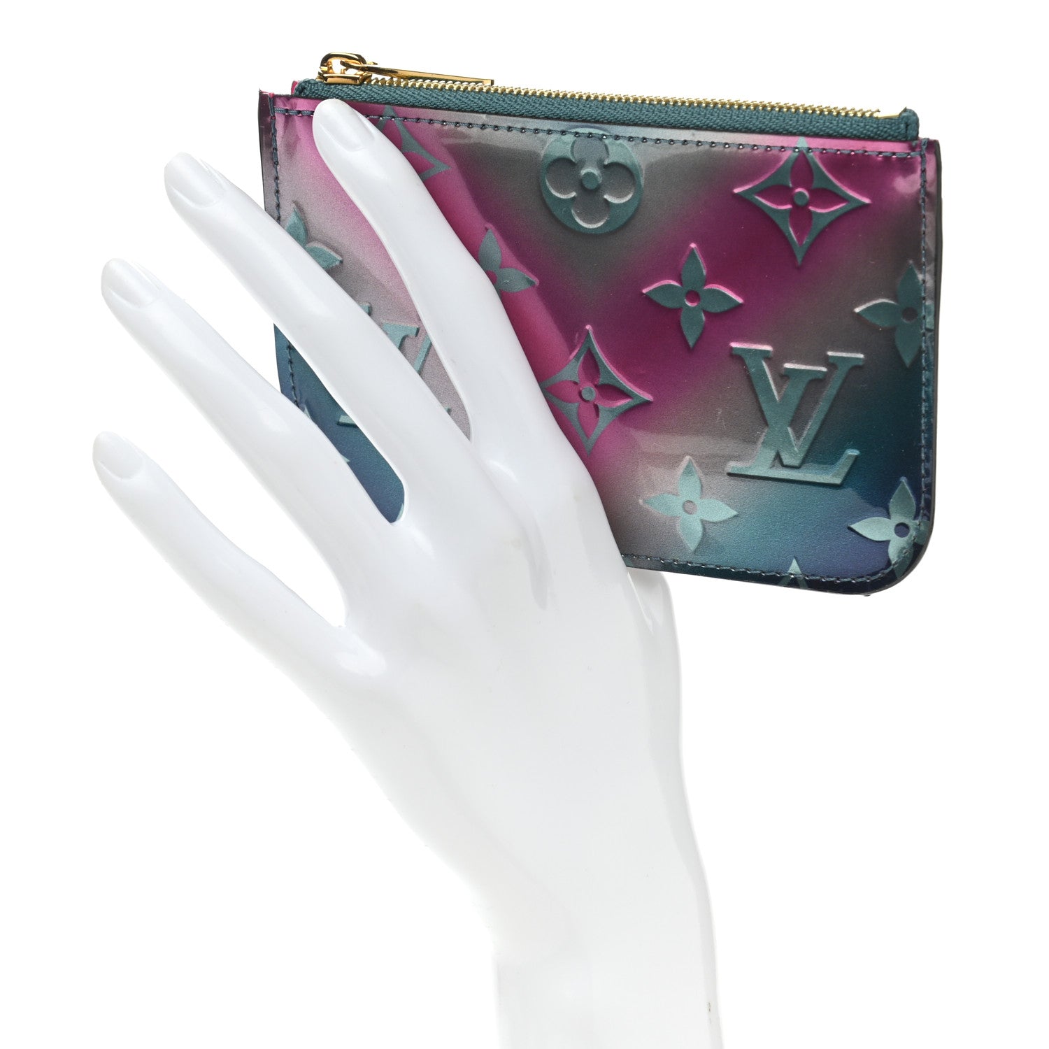 Louis Vuitton Metallic Vernis Degrade Key Pouch Blue Pink 2 of 6
