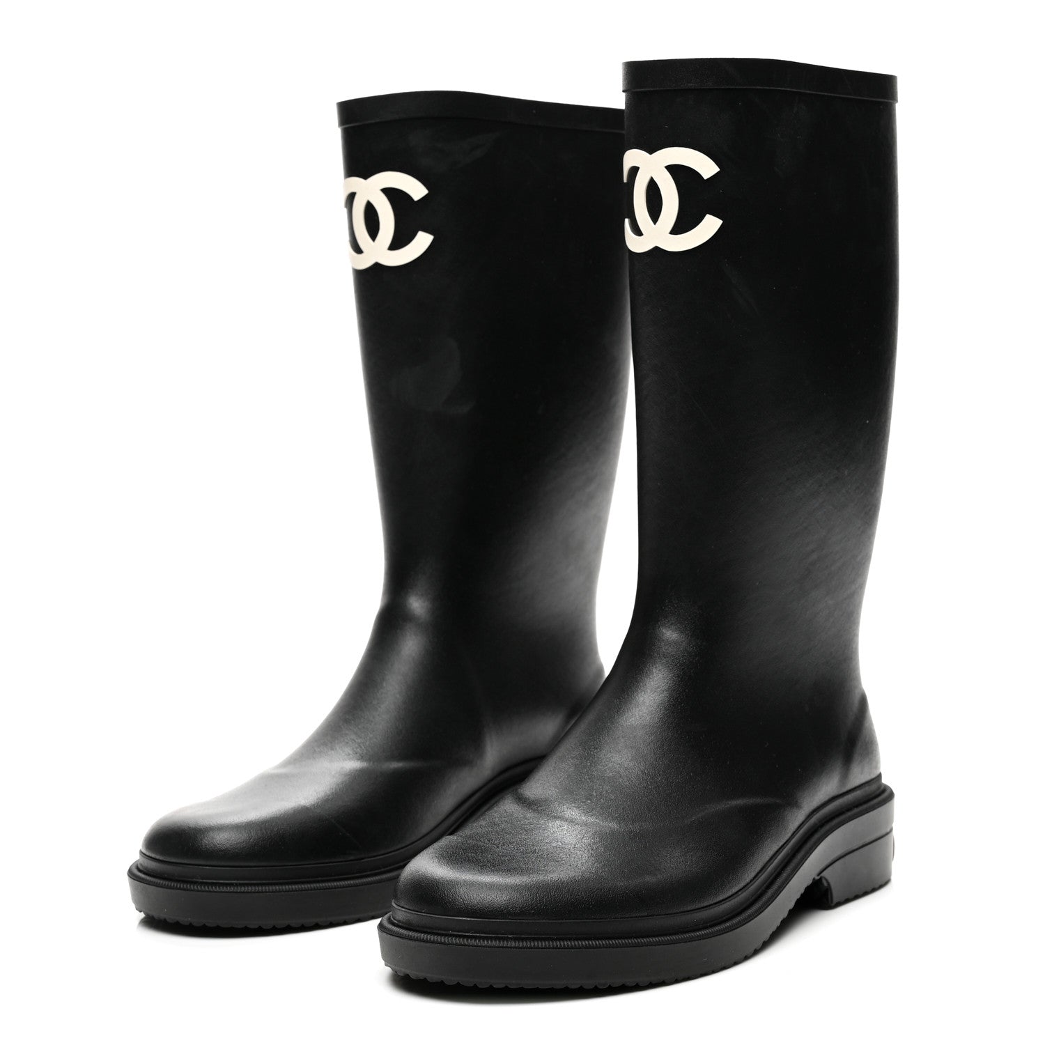 Chanel Caoutchouk CC High Boots 38 Black 3 of 9