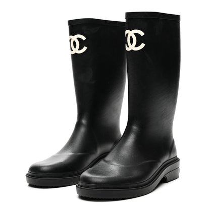 Chanel Caoutchouk CC High Boots 38 Black 3 of 9