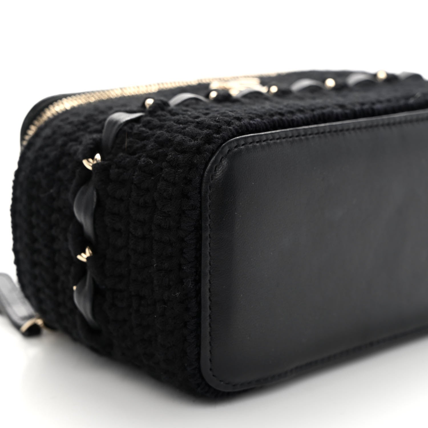 Chanel Lambskin Crochet Quilted Small Vanity Case With Chain Black 9 of 10