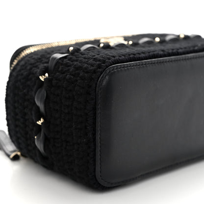 Chanel Lambskin Crochet Quilted Small Vanity Case With Chain Black 9 of 10