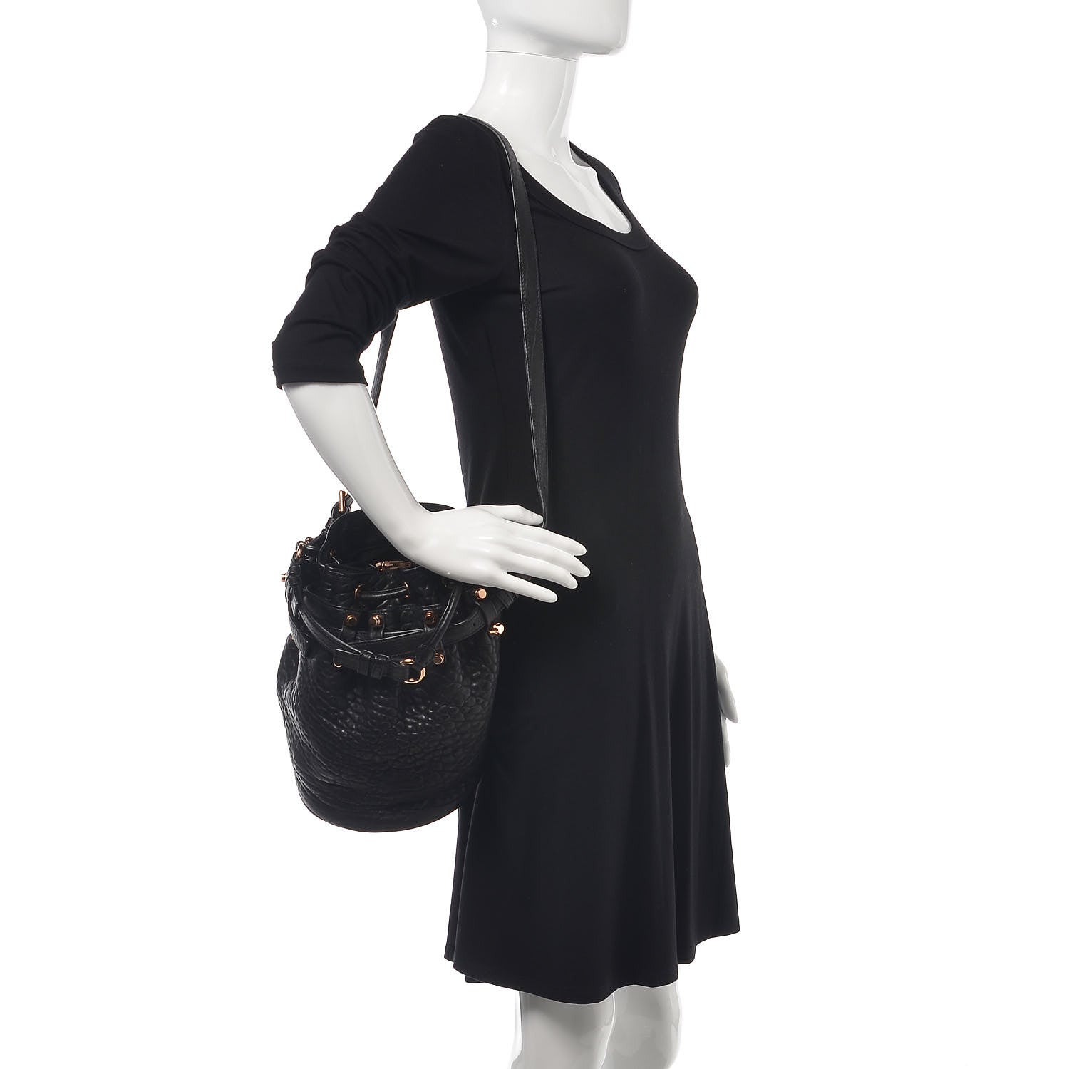 Alexander Wang Pebbled Lambskin Diego Bucket Black Rose Gold Hardware 2 of 9