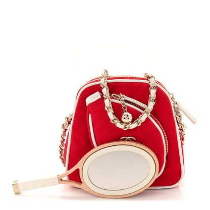 Chanel Canvas Calfskin Tennis Racket Mini Bag Red White 3 of 12