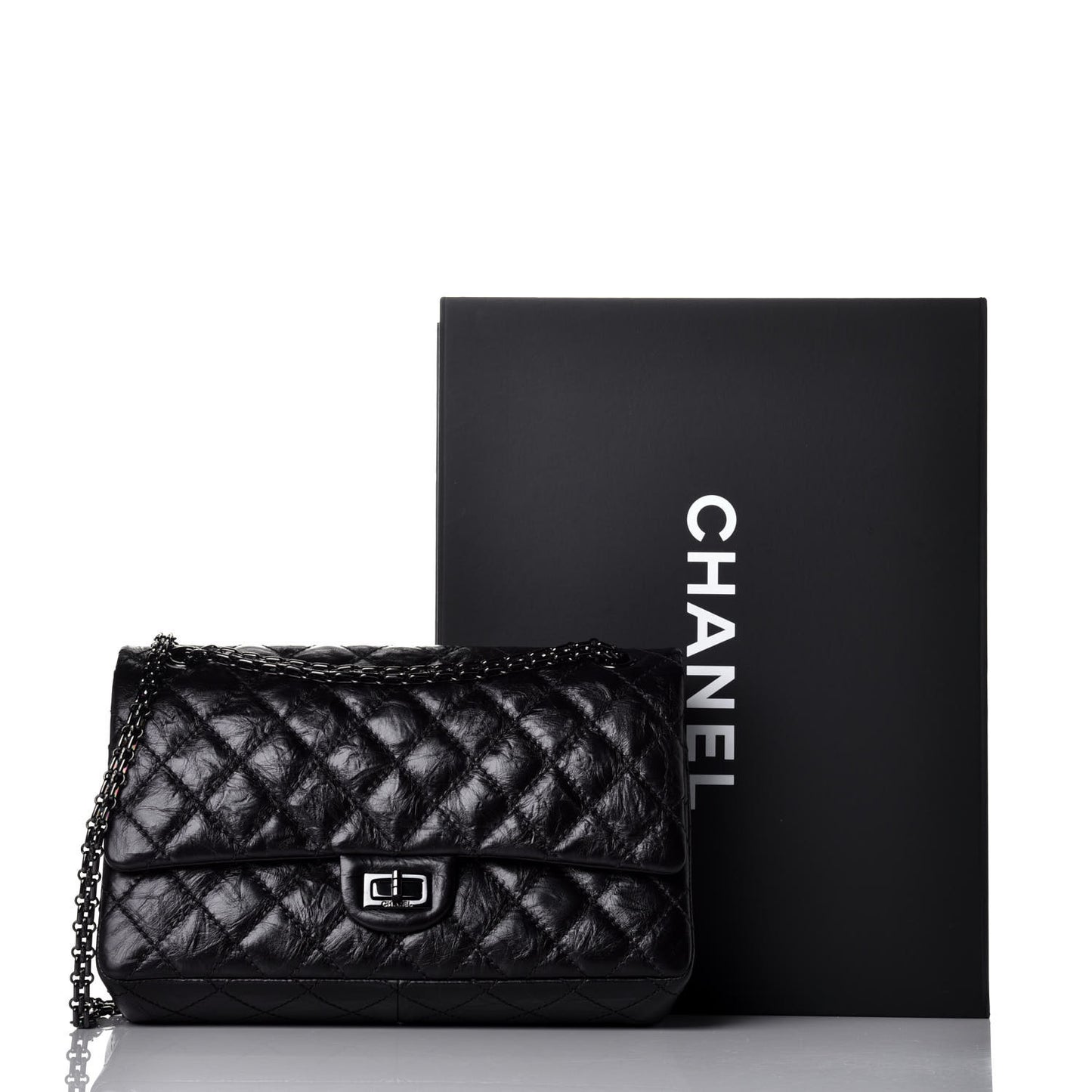 Aged Calfskin Quilted 2.55 Reissue 226 Flap So Black