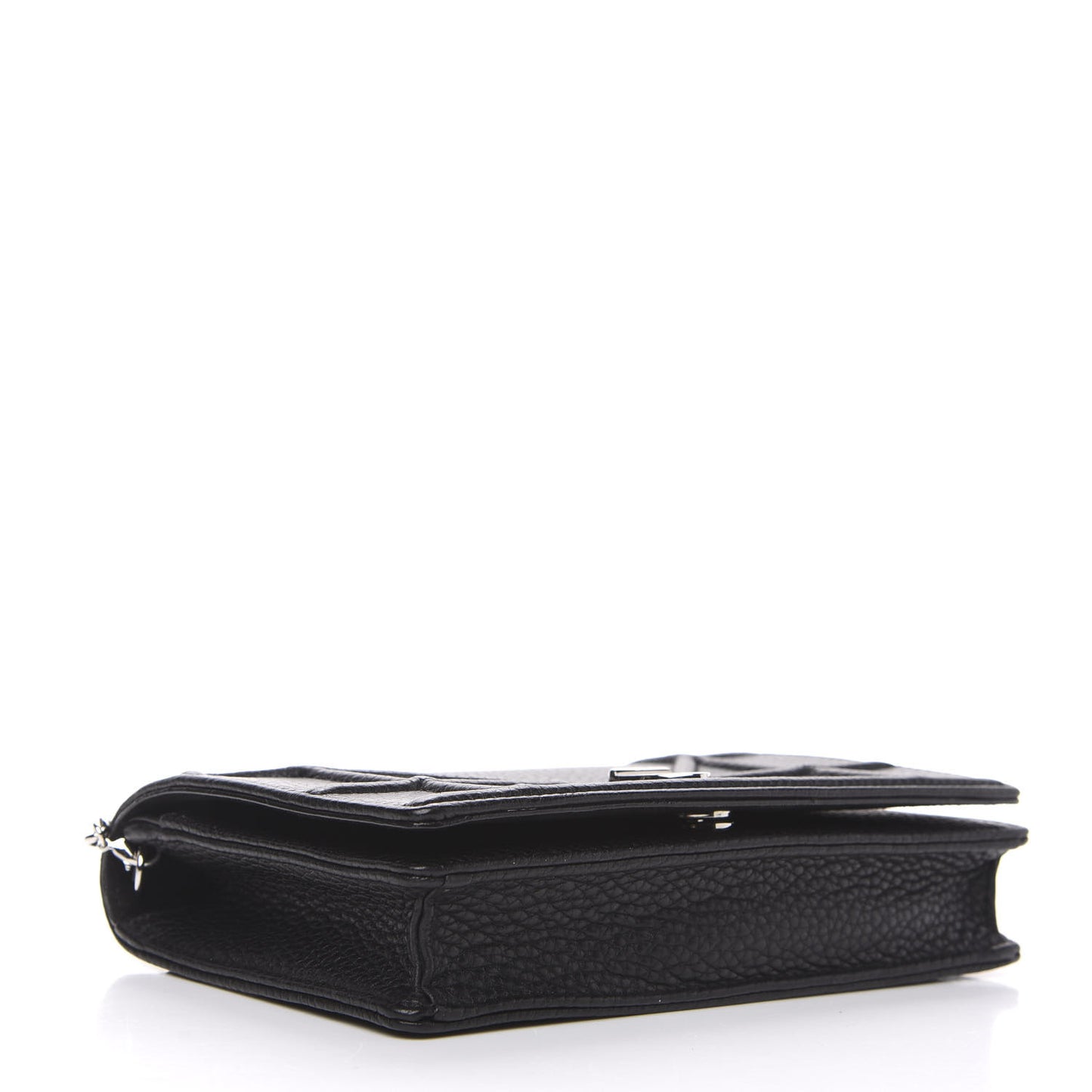 Grained Calfskin Diorama Wallet on Chain Pouch Black