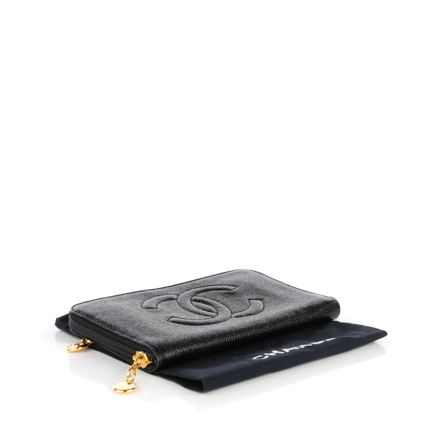 Caviar Large Timeless CC Zip Around Wallet Black