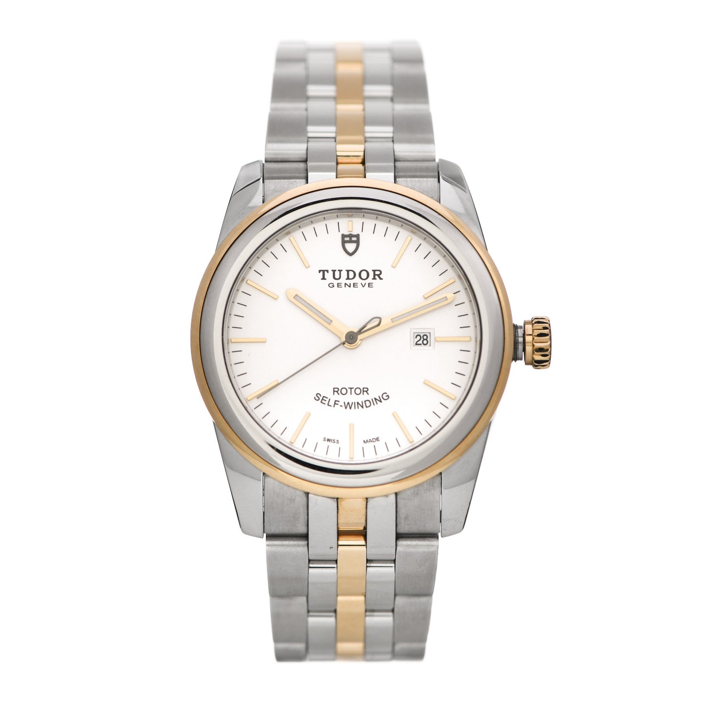 Stainless Steel 18K Yellow Gold 31mm Glamour Date Automatic Watch White 53003