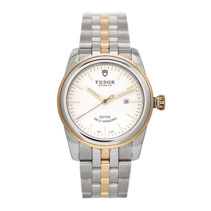 TUDOR Stainless Steel 18K Yellow Gold 31mm Glamour Date Automatic Watch White 53003 1 of 5