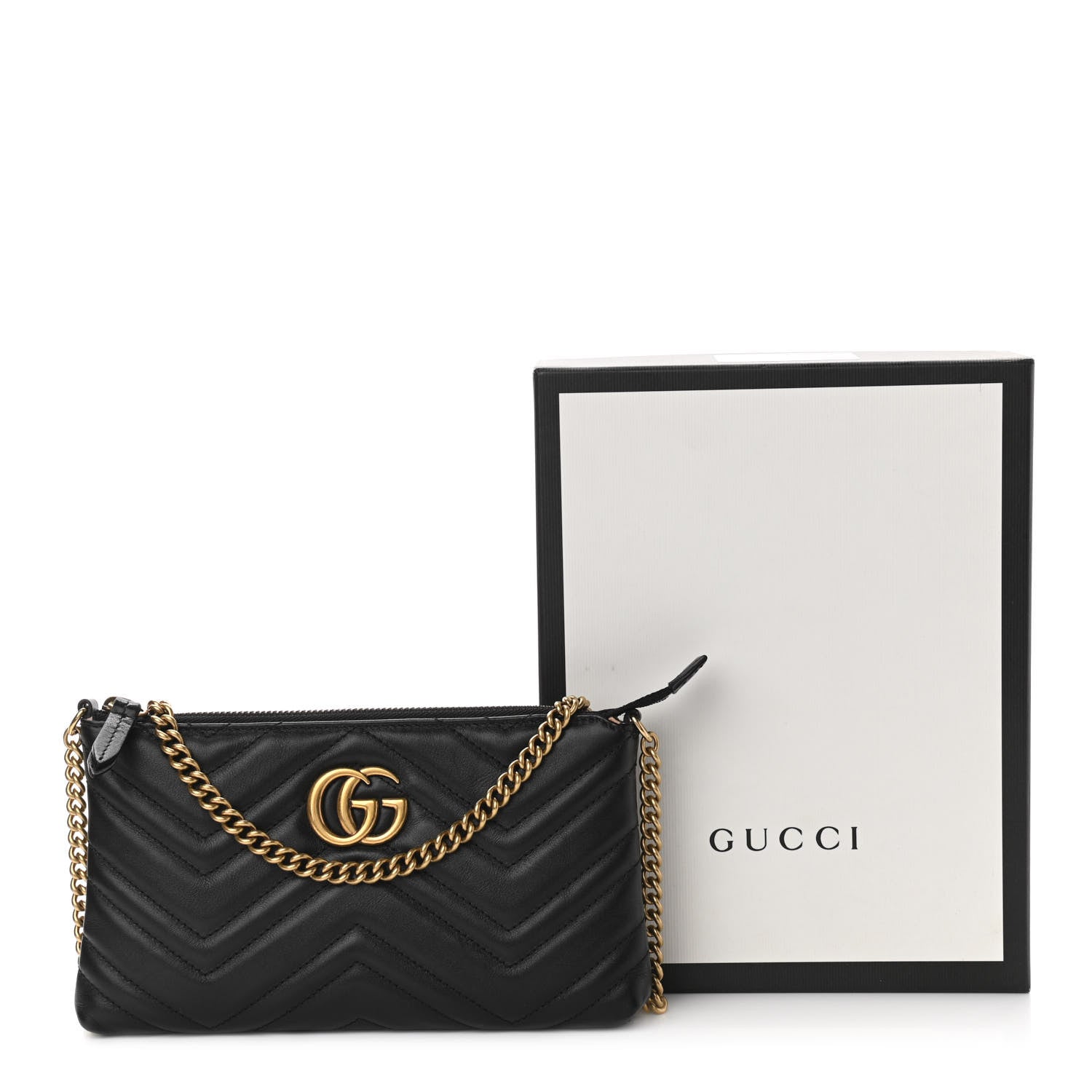 Gucci Calfskin Matelasse Mini GG Marmont Chain Bag Black 11 of 11