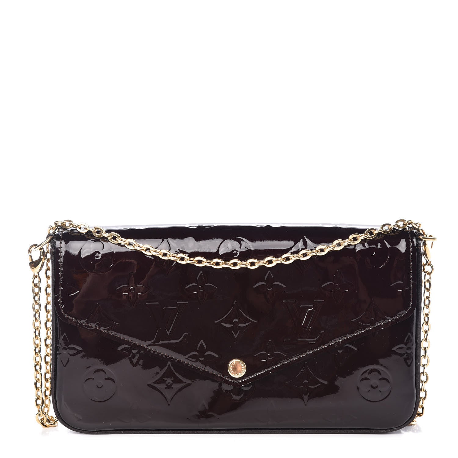 Louis Vuitton Vernis Pochette Felicie Chain Wallet Amarante 1 of 9