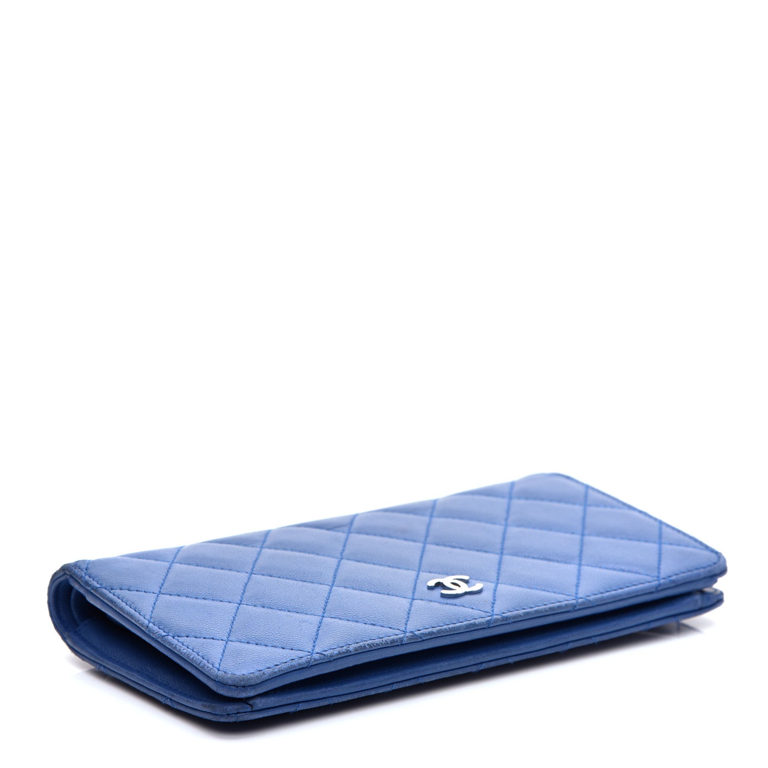 Chanel Lambskin Quilted Yen Wallet Blue 4 of 8
