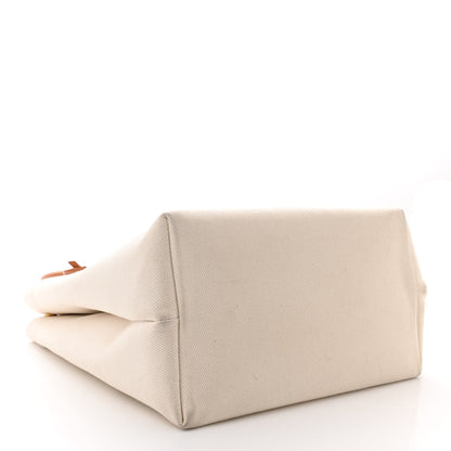Celine Canvas Calfskin Logo Print Small Horizontal Cabas Natural Tan 4 of 15